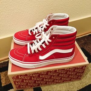Vans Red Canvas Sk8-Hi Red Shoes